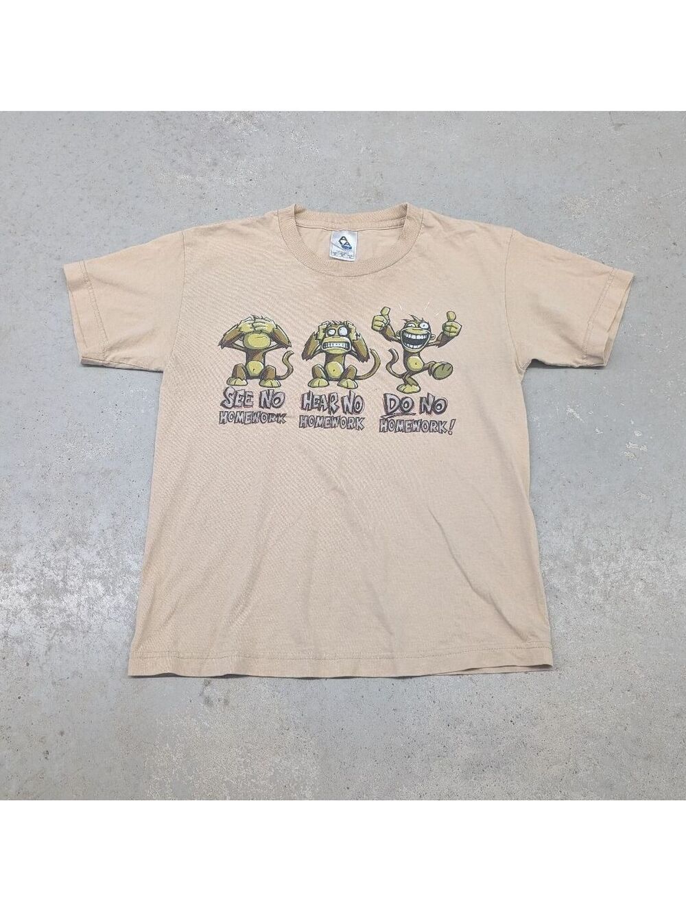 Y2K Hear, See and Do No Homework Monkey Graphic T-shirt